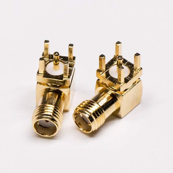 4-3 sma母連接器90度彎式鍍金插孔接PCB板